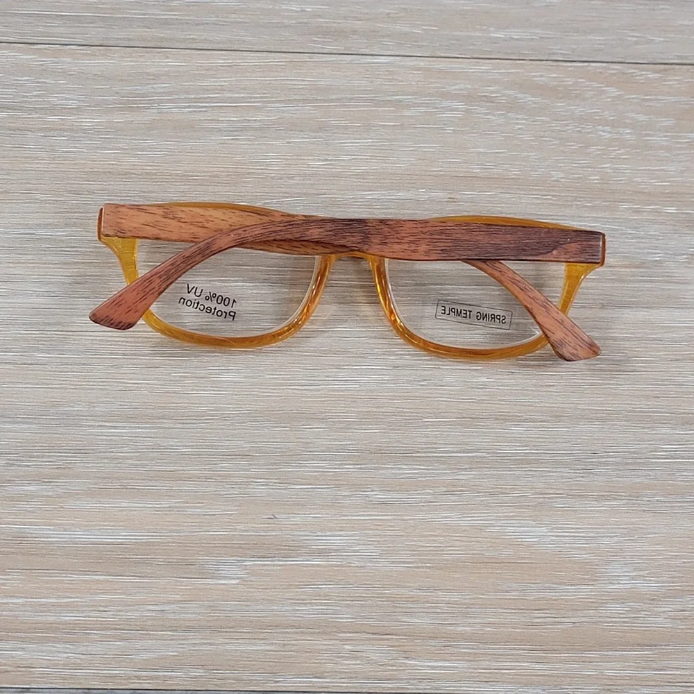 Joy Mangano Women Amber Reading Glasses +2.50‎ Wood Grain Spring Temple UV New